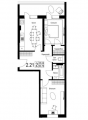 2-кімнатне планування квартири в будинку за адресою Набережно-Рибальська вулиця 9