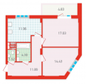 2-комнатная планировка квартиры в доме по адресу Бориспольская улица 18-26 (3)