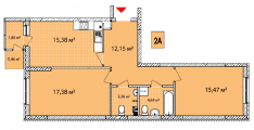 2-кімнатне планування квартири в будинку за адресою Виговського Івана вулиця (Гречка маршала вулиця) 10 (7)