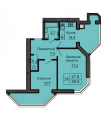 2-комнатная планировка квартиры в доме по адресу Боголюбова улица 42