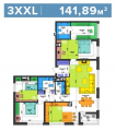 3-комнатная планировка квартиры в доме по адресу Салютная улица 2б (15)