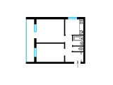 2-комнатная планировка квартиры в доме по проекту II-68-хх