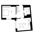 1-комнатная планировка квартиры в доме по адресу Ломоносова улица 40