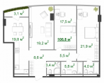 3-кімнатне планування квартири в будинку за адресою Старонаводницька вулиця 16б (Г)