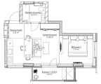 1-комнатная планировка квартиры в доме по адресу Бандеры Степана проспект 14б (2)