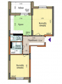 2-комнатная планировка квартиры в доме по адресу Ватутина улица А-13