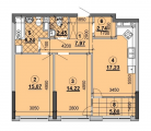 2-комнатная планировка квартиры в доме по адресу Днепровская набережная дом 2