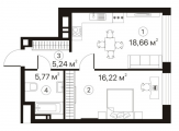 1-комнатная планировка квартиры в доме по адресу Бажана Николая проспект дом 1