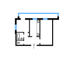 2-кімнатне планування квартири в будинку по проєкту 87-107