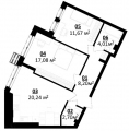 2-комнатная планировка квартиры в доме по адресу Величко Михаила улица 40/2