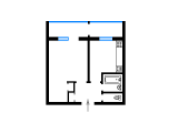 1-комнатная планировка квартиры в доме по проекту К-14