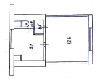 1-кімнатне планування квартири в будинку за адресою Новопольова вулиця 99а
