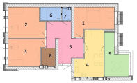 3-комнатная планировка квартиры в доме по адресу Ломоносова улица 79