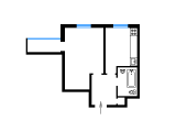 1-кімнатне планування квартири в будинку по проєкту 1-447С-25
