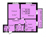 2-комнатная планировка квартиры в доме по адресу Гродненская улица 14