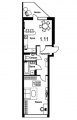 1-кімнатне планування квартири в будинку за адресою Набережно-Рибальська вулиця 3