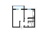 1-комнатная планировка квартиры в доме по проекту 96