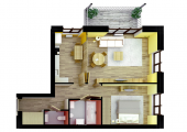 2-комнатная планировка квартиры в доме по адресу Замковецкая улица 94в