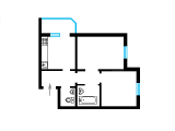2-комнатная планировка квартиры в доме по проекту Т-25