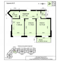 2-комнатная планировка квартиры в доме по адресу Метрологическая улица 21б