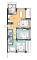 2-комнатная планировка квартиры в доме по адресу Семьи Хохловых улица 8 (А07)