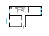 2-комнатная планировка квартиры в доме по проекту 1-228-10
