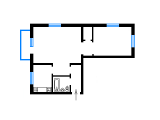 2-комнатная планировка квартиры в доме по проекту 1-438-1