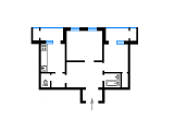 2-кімнатне планування квартири в будинку по проєкту ЕС