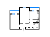 2-кімнатне планування квартири в будинку по проєкту Т-7