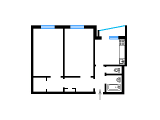 2-комнатная планировка квартиры в доме по проекту БПС-6
