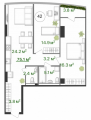 2-кімнатне планування квартири в будинку за адресою Старонаводницька вулиця 16б (В)
