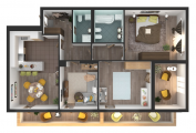 3-комнатная планировка квартиры в доме по адресу Пимоненко Николая улица 21