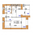 1-комнатная планировка квартиры в доме по адресу Бакинская улица 1б