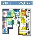 2-комнатная планировка квартиры в доме по адресу Салютная улица 2б (10)