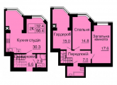 2-комнатная планировка квартиры в доме по адресу Молодежная улица 5