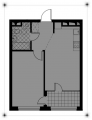 1-комнатная планировка квартиры в доме по адресу Сверстюка Евгения улица (Расковой Марины улица) 4(Феникс)