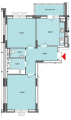 2-комнатная планировка квартиры в доме по адресу Свободы улица 1 (42)