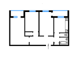 3-кімнатне планування квартири в будинку по проєкту арх. Каток Л. Б.