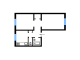 2-кімнатне планування квартири в будинку по проєкту 1-424-15