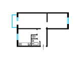 2-кімнатне планування квартири в будинку по проєкту 1-480-11