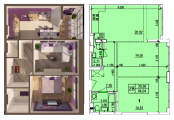 2-комнатная планировка квартиры в доме по адресу Возрождения улица дом 1