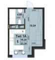 1-комнатная планировка квартиры в доме по адресу Малиновая улица 36