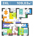 3-комнатная планировка квартиры в доме по адресу Салютная улица 2б (18)