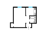 1-кімнатне планування квартири в будинку по проєкту 1-215-2