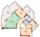 3-комнатная планировка квартиры в доме по адресу Радистов улица 40 (1)