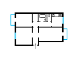 3-кімнатне планування квартири в будинку по проєкту 1-406-13