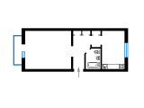 1-кімнатне планування квартири в будинку по проєкту 1-480-15км