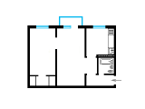2-комнатная планировка квартиры в доме по проекту 1-464А