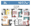 3-комнатная планировка квартиры в доме по адресу Салютная улица 2б (32)