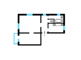 2-кімнатне планування квартири в будинку по проєкту ММ-8-50